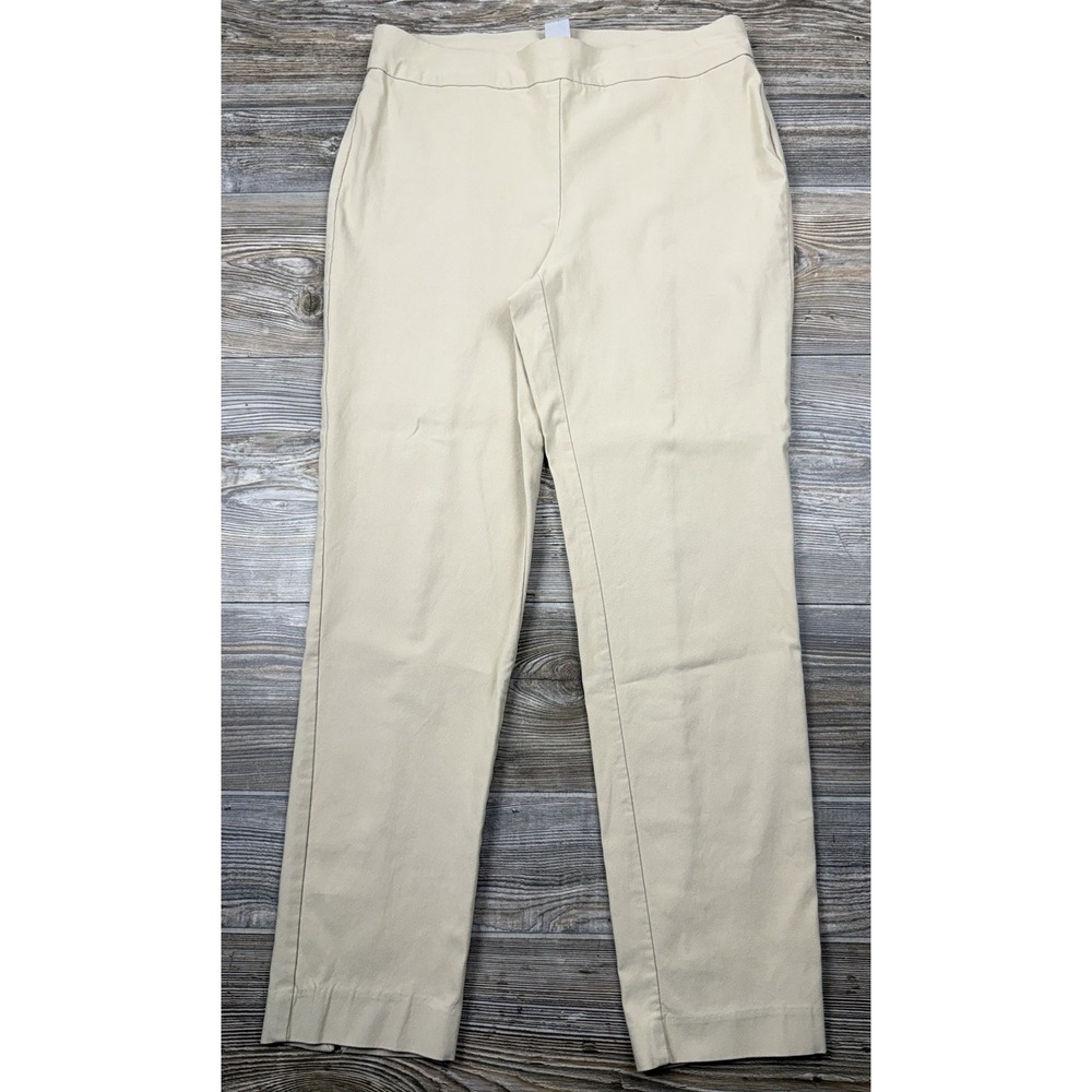 Chicos Cropped Pants Women's 1R (US 8) Beige Pull On Elastic Waist Stretchy